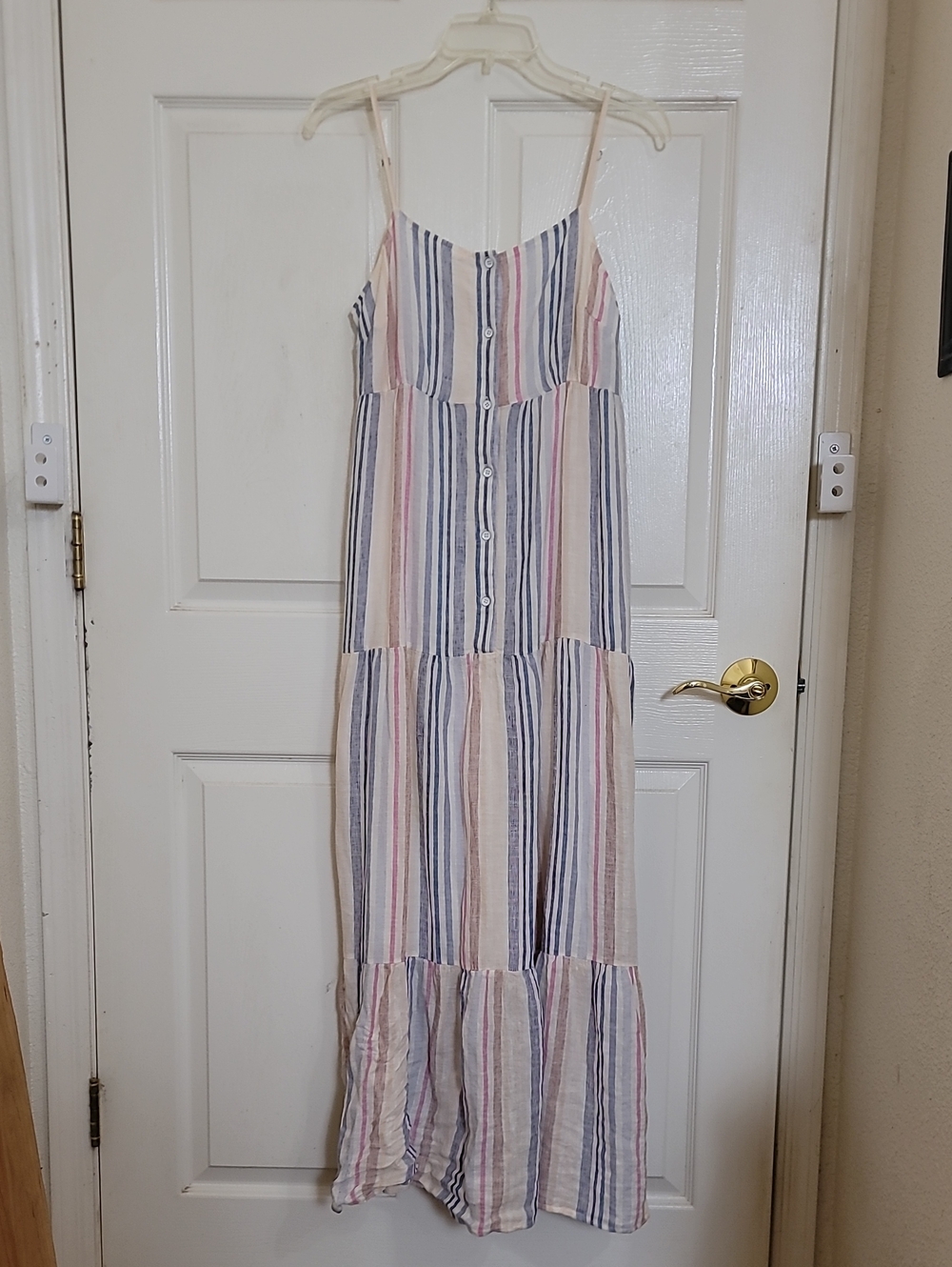 Splendid Pastel Stripe Tiered Spaghetti Strap Maxi Dress
